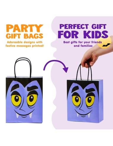 JOYIN 24 bolsas coloridas de Halloween con asas, bolsas de regalo de papel para truco o trato, regalos y suministros para