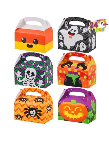 JOYIN 24 cajas de cartón 3D para Halloween (6 x 5.5 x 3 pulgadas) para truco o trato, pasteles de vacaciones, magdalenas,