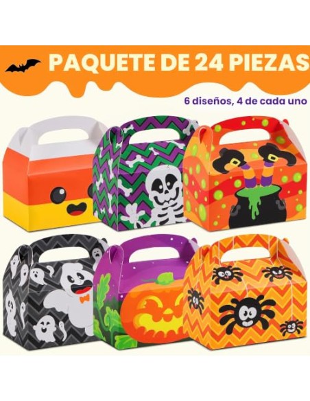 JOYIN 24 cajas de cartón 3D para Halloween (6 x 5.5 x 3 pulgadas) para truco o trato, pasteles de vacaciones, magdalenas,