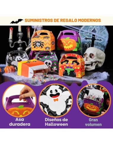 JOYIN 24 cajas de cartón 3D para Halloween (6 x 5.5 x 3 pulgadas) para truco o trato, pasteles de vacaciones, magdalenas,