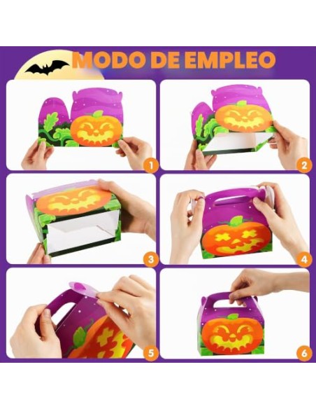 JOYIN 24 cajas de cartón 3D para Halloween (6 x 5.5 x 3 pulgadas) para truco o trato, pasteles de vacaciones, magdalenas,