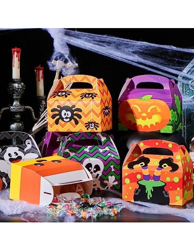 JOYIN 24 cajas de cartón 3D para Halloween (6 x 5.5 x 3 pulgadas) para truco o trato, pasteles de vacaciones, magdalenas,