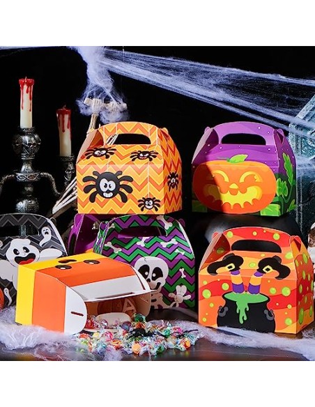 JOYIN 24 cajas de cartón 3D para Halloween (6 x 5.5 x 3 pulgadas) para truco o trato, pasteles de vacaciones, magdalenas,