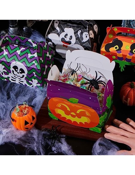 JOYIN 24 cajas de cartón 3D para Halloween (6 x 5.5 x 3 pulgadas) para truco o trato, pasteles de vacaciones, magdalenas,