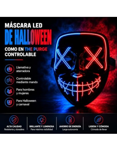 TK Gruppe Timo Klingler Máscara de conejo de terror LED espeluznante - como de Purge, controlable, cara luminosa, para