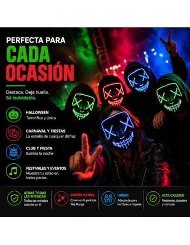 TK Gruppe Timo Klingler Máscara de conejo de terror LED espeluznante - como de Purge, controlable, cara luminosa, para