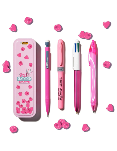BIC Summer Pink Box estuche metálico con 4 artículos de escritura