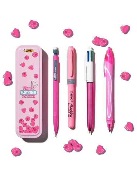 BIC Summer Pink Box estuche metálico con 4 artículos de escritura