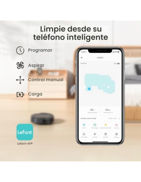 Lefant M210 Pro Robot Aspirador 2200Pa,Silenciador 55dB,120min Autonomía | 6 Modos de Limpieza,Evitar Enredos, Auto-Carga,Ideal