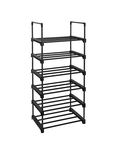 SONGMICS Zapatero, Entrada recibidor, 10 Niveles, Metal, Negro | Estantería de Zapatos, Estante Apilable, 45 x 30 x 174 cm, para