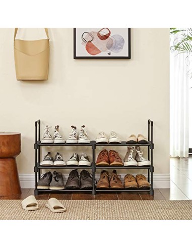 SONGMICS Zapatero, Entrada recibidor, 10 Niveles, Metal, Negro | Estantería de Zapatos, Estante Apilable, 45 x 30 x 174 cm, para
