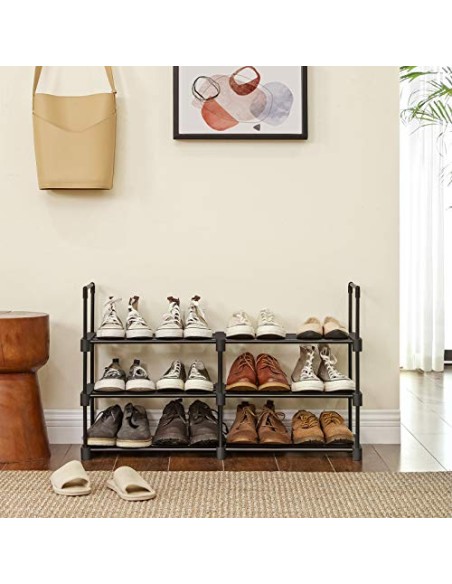 SONGMICS Zapatero, Entrada recibidor, 10 Niveles, Metal, Negro | Estantería de Zapatos, Estante Apilable, 45 x 30 x 174 cm, para