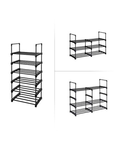 SONGMICS Zapatero, Entrada recibidor, 10 Niveles, Metal, Negro | Estantería de Zapatos, Estante Apilable, 45 x 30 x 174 cm, para