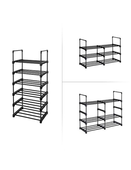 SONGMICS Zapatero, Entrada recibidor, 10 Niveles, Metal, Negro | Estantería de Zapatos, Estante Apilable, 45 x 30 x 174 cm, para