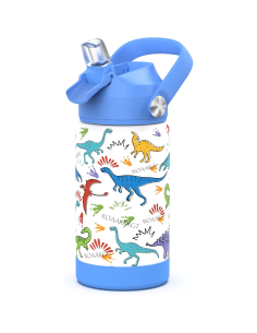 Ntswasd botella infantil de acero inoxidable con pajita dinosaurio