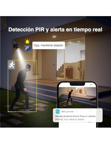Xega 4G LTE Cámara de Seguridad Inalámbrica para Exteriores Solar | 2K HD Cámara 355°/95°, Sensor de Movimiento PIR, Visión