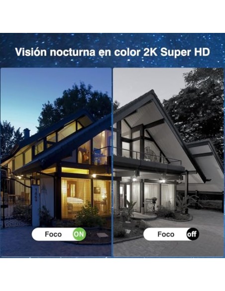 Xega 4G LTE Cámara de Seguridad Inalámbrica para Exteriores Solar | 2K HD Cámara 355°/95°, Sensor de Movimiento PIR, Visión