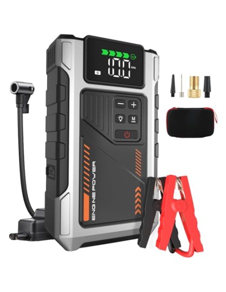 Eigotrav Arrancador de Baterias de Coche con Compresor de 150 PSI, 6000A Arrancador de Coche(para 9.0L Gasolina o 7.5L Diesel),