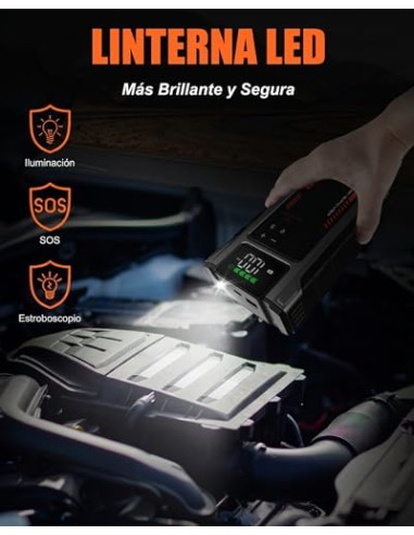 Eigotrav Arrancador de Baterias de Coche con Compresor de 150 PSI, 6000A Arrancador de Coche(para 9.0L Gasolina o 7.5L Diesel),