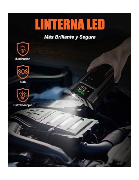 Eigotrav Arrancador de Baterias de Coche con Compresor de 150 PSI, 6000A Arrancador de Coche(para 9.0L Gasolina o 7.5L Diesel),