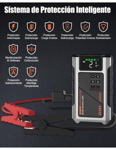 Eigotrav Arrancador de Baterias de Coche con Compresor de 150 PSI, 6000A Arrancador de Coche(para 9.0L Gasolina o 7.5L Diesel),