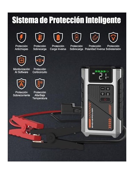 Eigotrav Arrancador de Baterias de Coche con Compresor de 150 PSI, 6000A Arrancador de Coche(para 9.0L Gasolina o 7.5L Diesel),