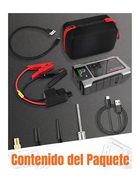 Eigotrav Arrancador de Baterias de Coche con Compresor de 150 PSI, 6000A Arrancador de Coche(para 9.0L Gasolina o 7.5L Diesel),