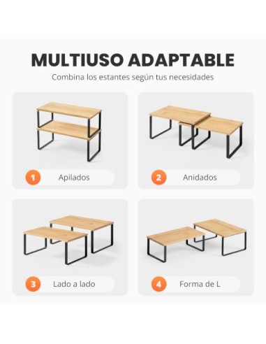 JUPPLIES - Pack 2 Organizador Cocina Estante para Especias - Organizador Armario Cocina Multiusos - Estanteria Cocina de