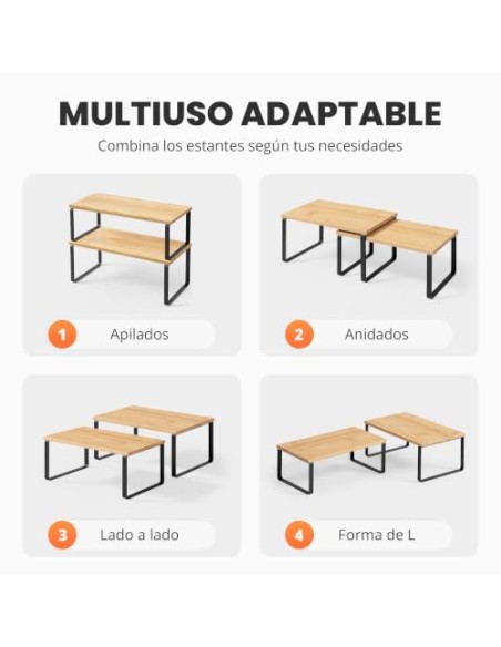 JUPPLIES - Pack 2 Organizador Cocina Estante para Especias - Organizador Armario Cocina Multiusos - Estanteria Cocina de