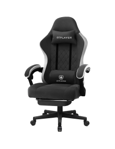 GTPLAYER LR002 silla gaming ergonómica de tela negra con reposapiés