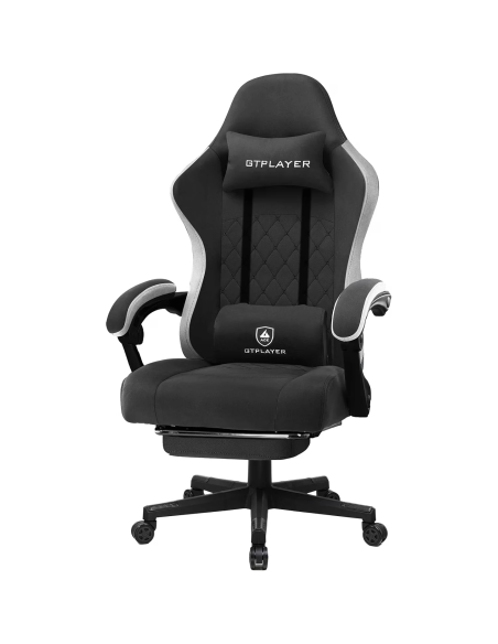 GTPLAYER LR002 silla gaming ergonómica de tela negra con reposapiés