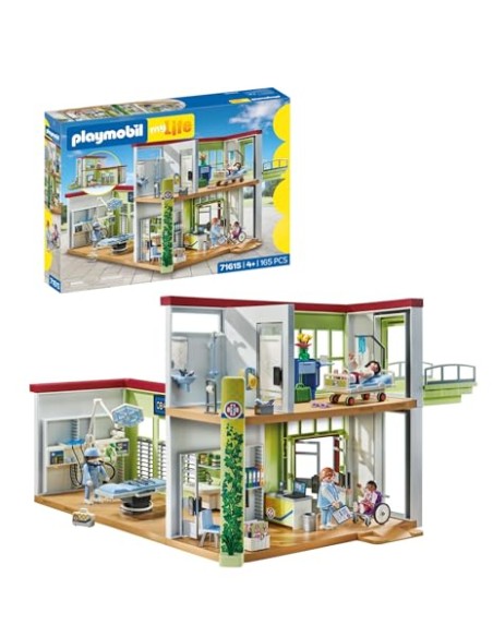 PLAYMOBIL Action Heroes 71615 Hospital Moderno, con Cuatro Figuras y Equipo médico, Hecho de más del 80% de Materiales
