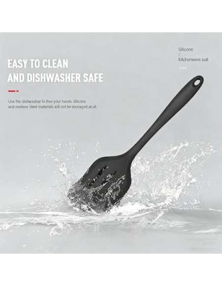 Juego de utensilios de cocina de silicona (32 piezas) con mango de acero inoxidable resistentes al calor y antiadherentes con