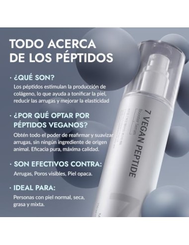 SÉRUM POTENCIADOR CON 7 PÉPTIDOS 150ML – Booster Serum, Brillo Instantáneo Glass Skin, Refinamiento de Poros, Hidratación