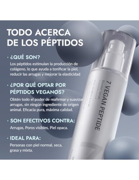 SÉRUM POTENCIADOR CON 7 PÉPTIDOS 150ML – Booster Serum, Brillo Instantáneo Glass Skin, Refinamiento de Poros, Hidratación