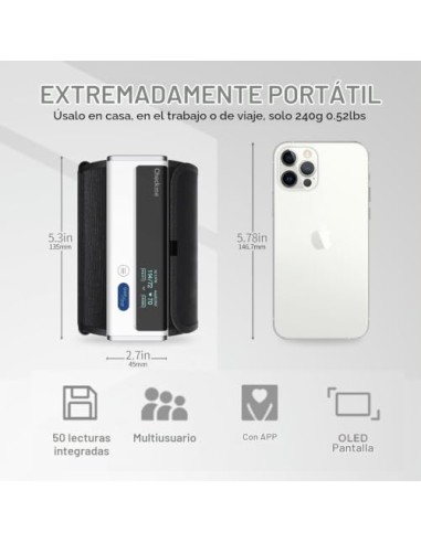 CheckMe Armfit Tensiometro de Brazo Digital con Brazalete Grande para Uso Doméstico, Bluetooth Medidor Tension Arterial