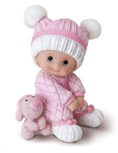 Mopec Figura pastel niña bebé sentada, Rosa, 10 cm