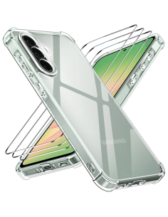 ivoler funda transparente para Samsung Galaxy A56 5G con 3 cristales templados