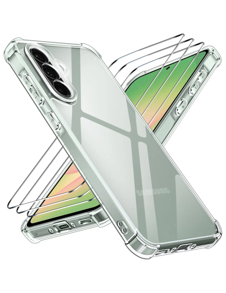 ivoler funda transparente para Samsung Galaxy A56 5G con 3 cristales templados