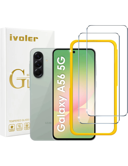Protector de pantalla iVoler para Samsung Galaxy A56 5G con marco de instalación