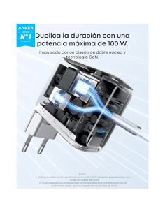 Cargador Anker 100W GaN de 3 puertos con pantalla inteligente