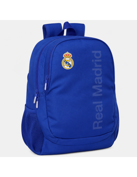 Mochila escolar Real Madrid Safta Blue 2026 vista frontal 8412688621583