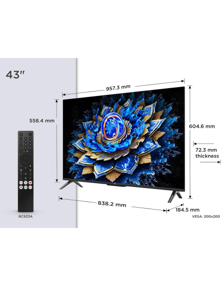 TCL 43T69C 43 pulgadas QLED 4K Smart TV Google TV
