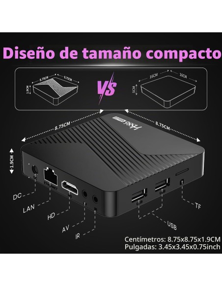 Smart TV Box Android 14.0 4K@60FPS, 2026 Última Android Box RK3528 RAM 2G ROM 16G WiFi6 Enternet 10/100M Bluetooth 5.0 USB 3.0