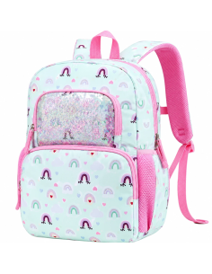 Mochila escolar niña RAVUO arcoíris vista frontal