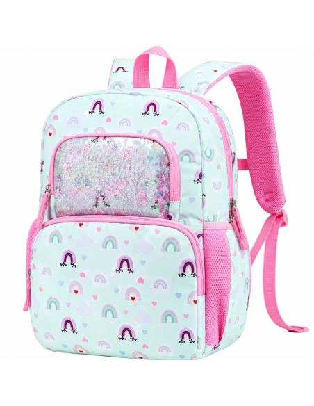 Mochila escolar niña RAVUO arcoíris vista frontal