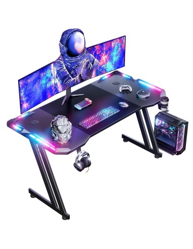 Mesa gaming HLONONE 120 × 60 cm con LED RGB