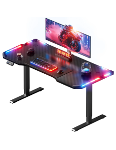 Mesa gaming elevable SOLAVERO 120 × 60 cm con LED