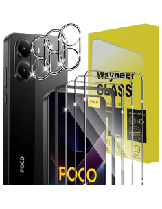 Wayneer Protector de Pantalla para Xiaomi POCO X7 Pro 5G - Pack 3 Cristales 9H + Cámara