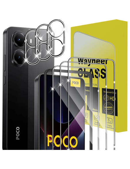 Wayneer Protector de Pantalla para Xiaomi POCO X7 Pro 5G - Pack 3 Cristales 9H + Cámara